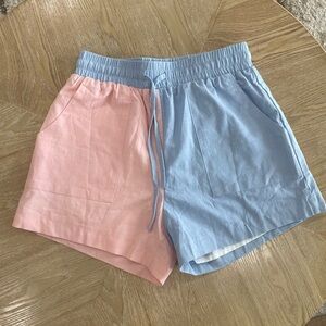 Two-Tone Pink and Blue Shorts